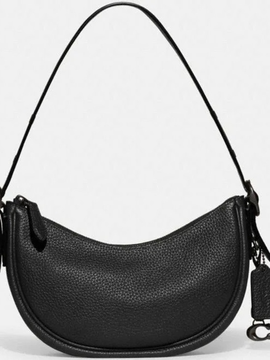 Coach Handbags - COACH LUNA Black Pebbled Leather Shoulder Bag - Women